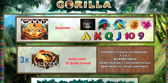 Правила слота Горилла Фриспины в слоте Gorilla